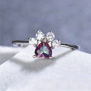 Paw Print 🐾 heart shaped paw print multi color ring Size 9